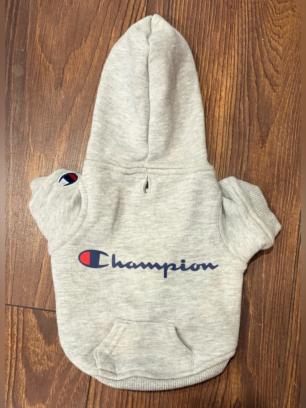 Champion Dog Hoodie Sweatshirt, Light Heather Gray, Size XS